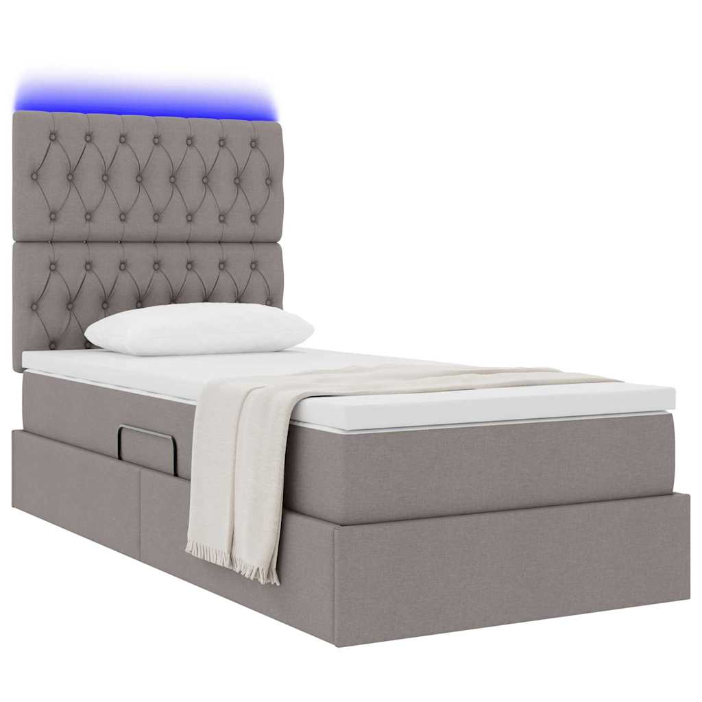 Krevet s prostorom za pohranu s LED-om Sivo-smeđa 100 x 200 cm