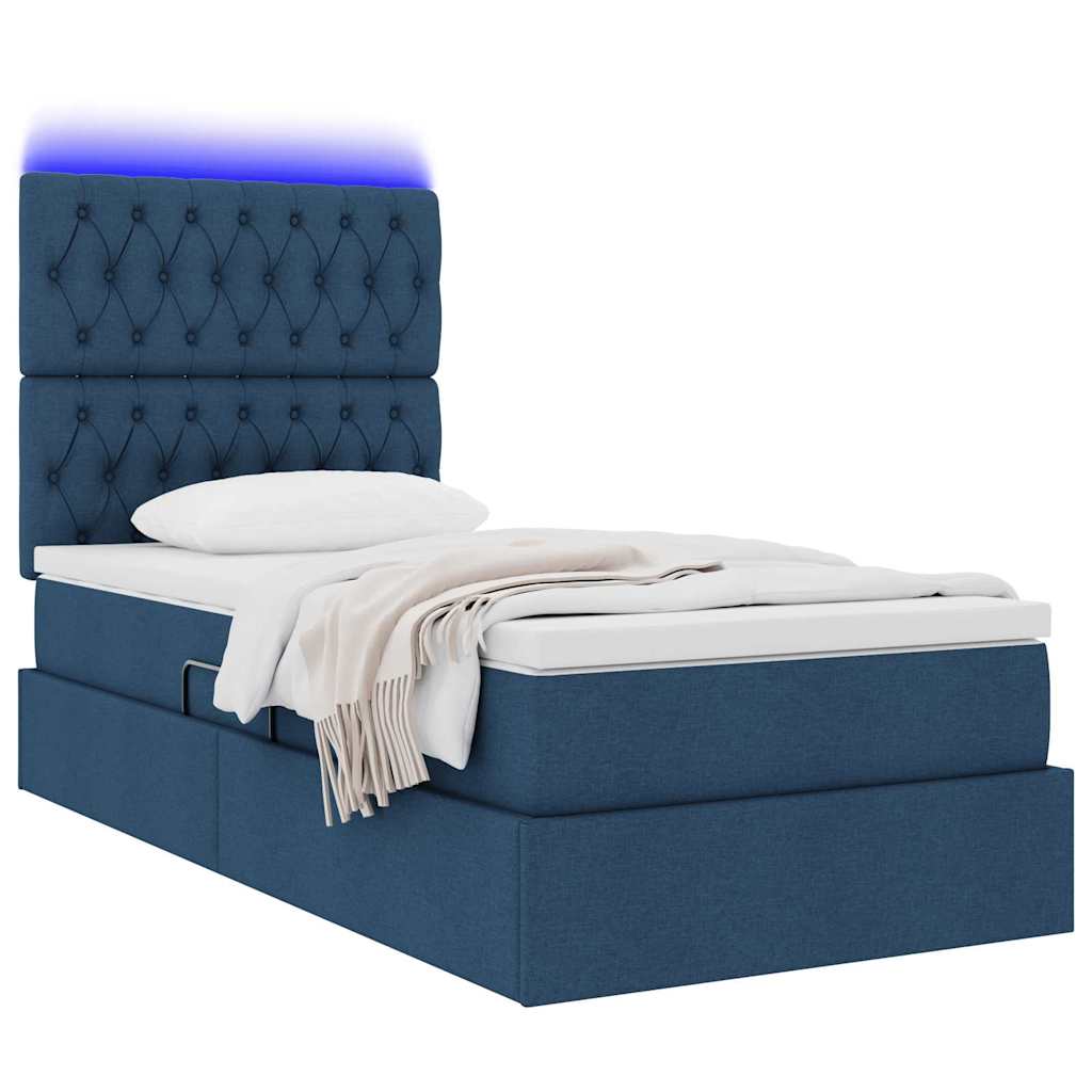 Krevet s prostorom za pohranu s LED-om Plava 100 x 200 cm