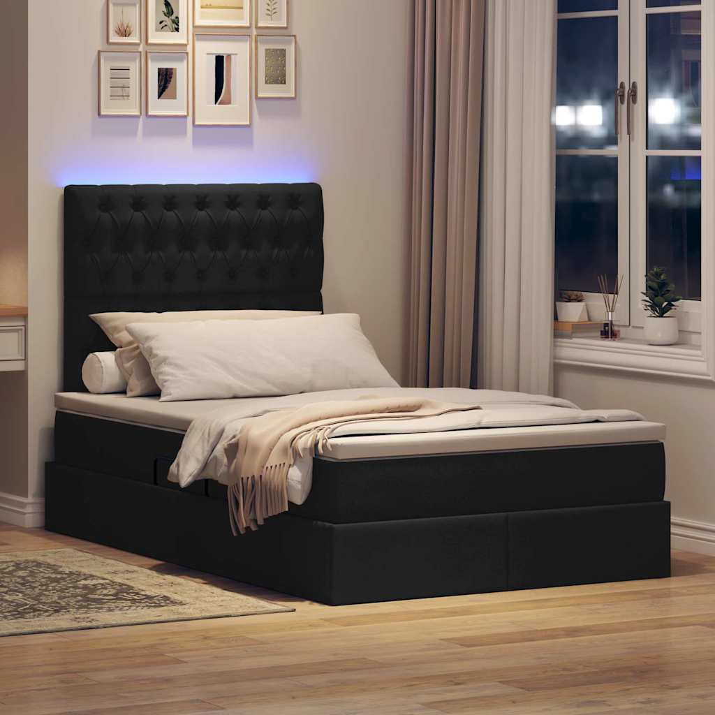 Krevet s prostorom za pohranu s LED-om Crna 120 x 190 cm