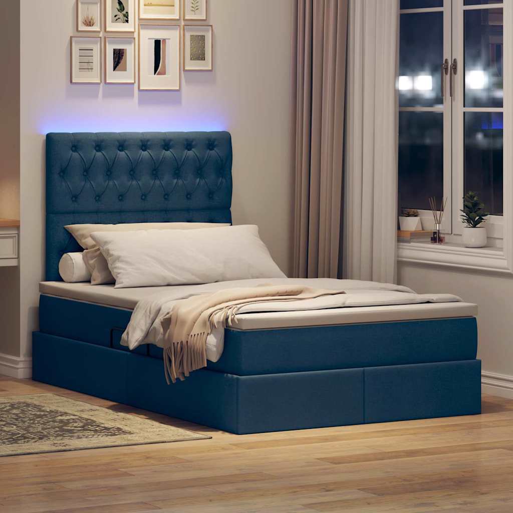 Krevet s prostorom za pohranu s LED-om Plava 120 x 190 cm