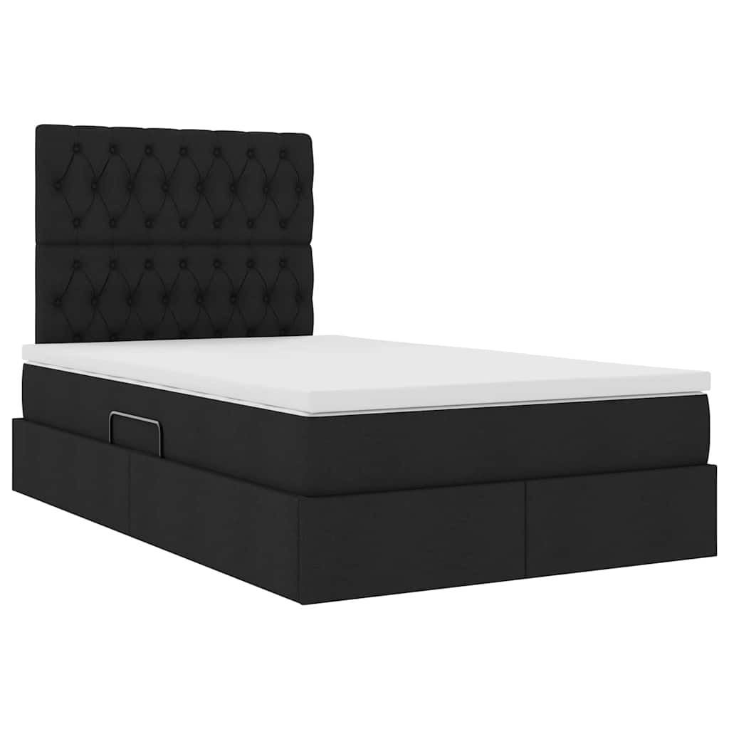 LED krevet za pohranu s madracem Crna 120 x 200 cm Tkanina
