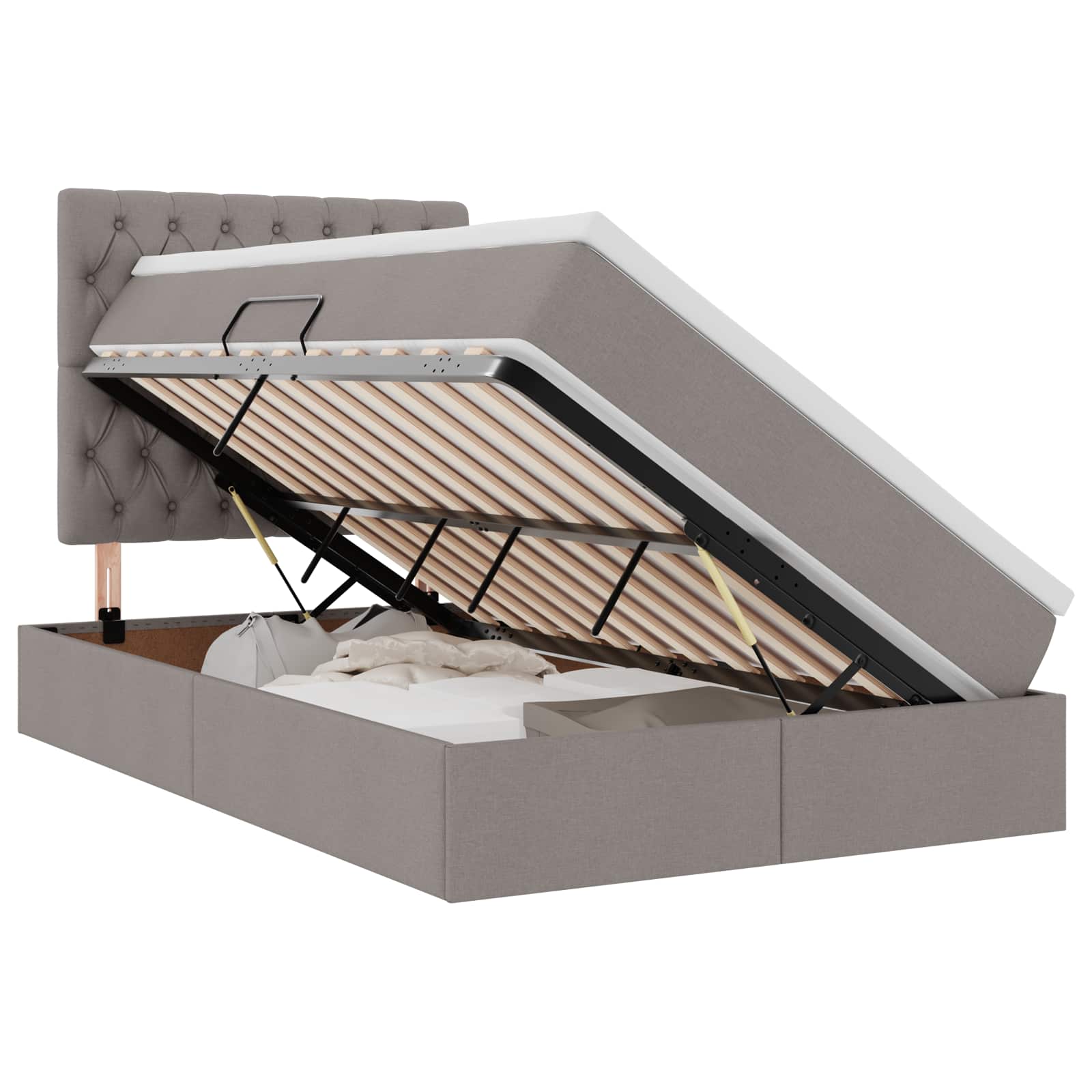 Krevet s prostorom za pohranu s LED-om Sivo-smeđa 120 x 200 cm