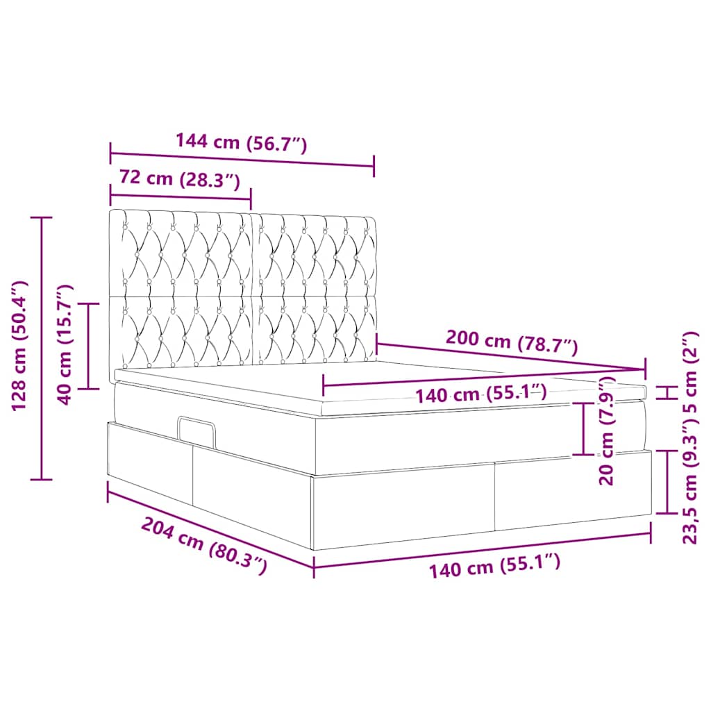 LED krevet za pohranu s madracem Svjetlosiva 140 x 200 cm