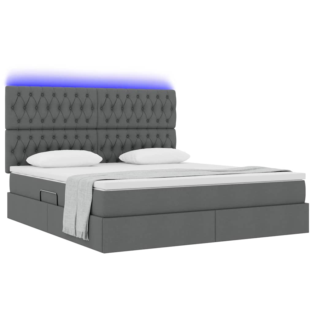 Krevet s prostorom za pohranu s LED-om Tamno siva 160 x 200 cm