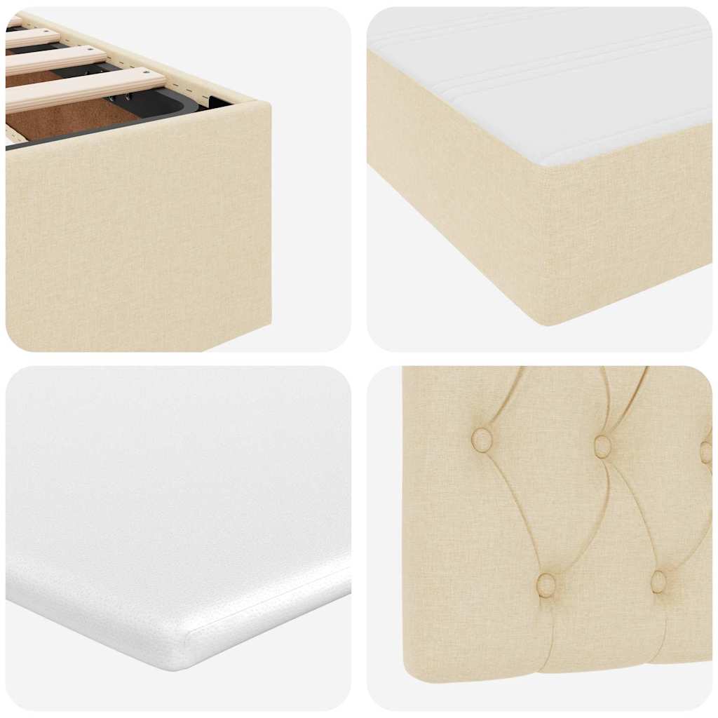 LED krevet za pohranu s madracem Krema 160 x 200 cm Tkanina