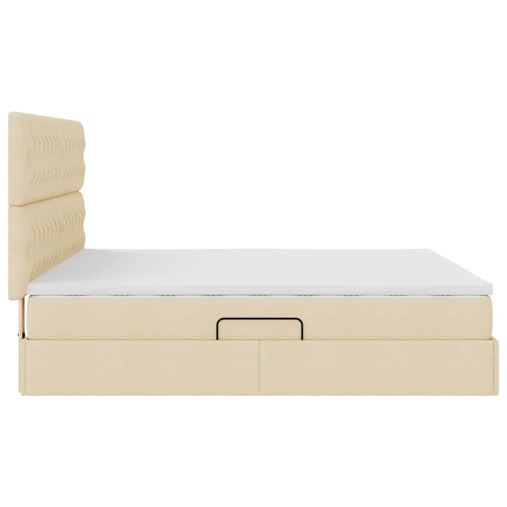 LED krevet za pohranu s madracem Krema 160 x 200 cm Tkanina