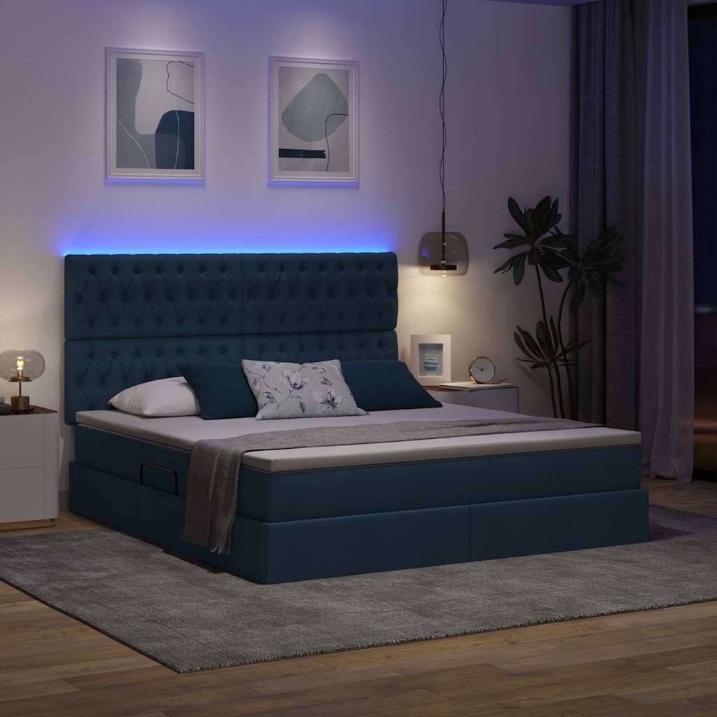Krevet s prostorom za pohranu s LED-om Plava 160 x 200 cm