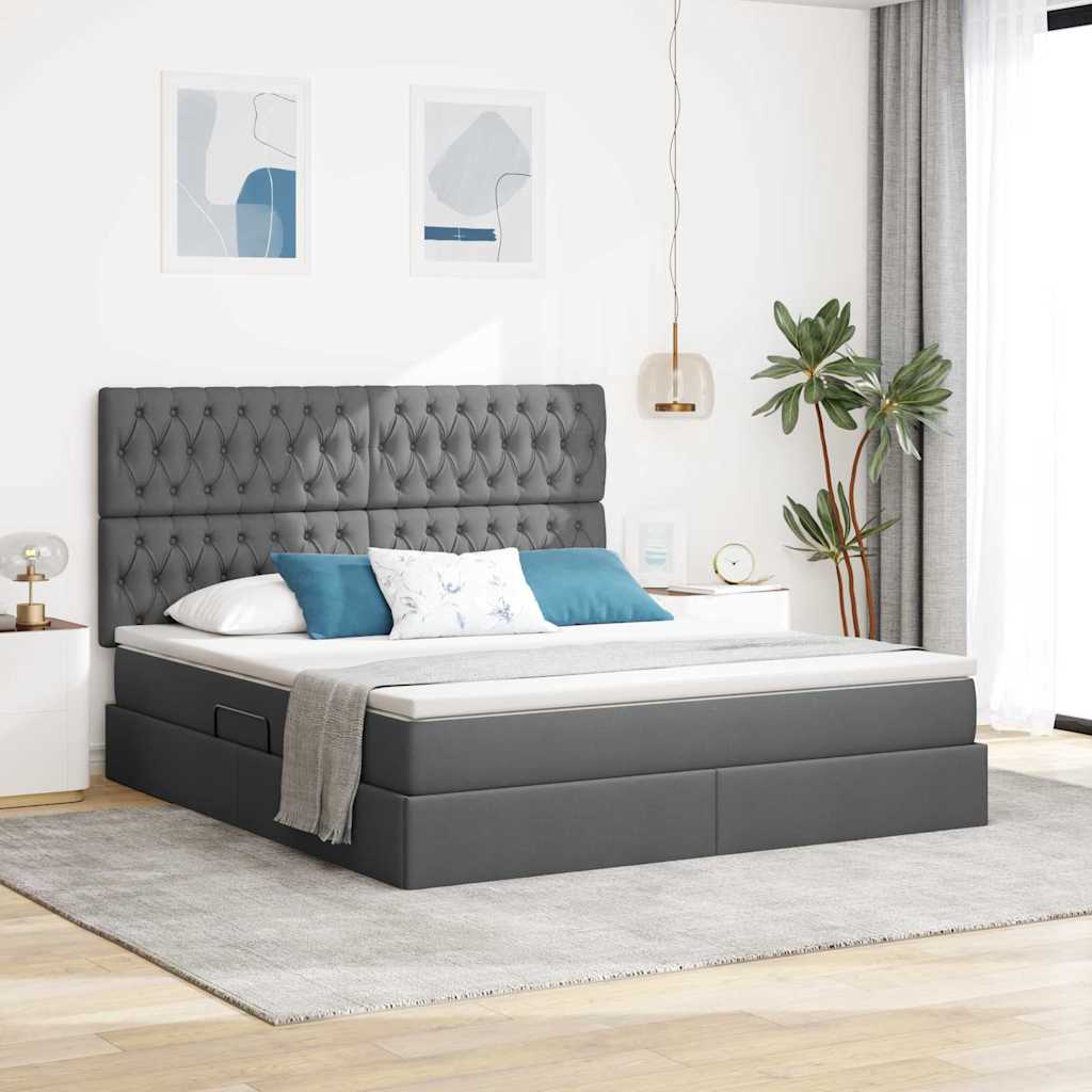 Krevet s prostorom za pohranu s LED-om Tamno siva 180 x 200 cm