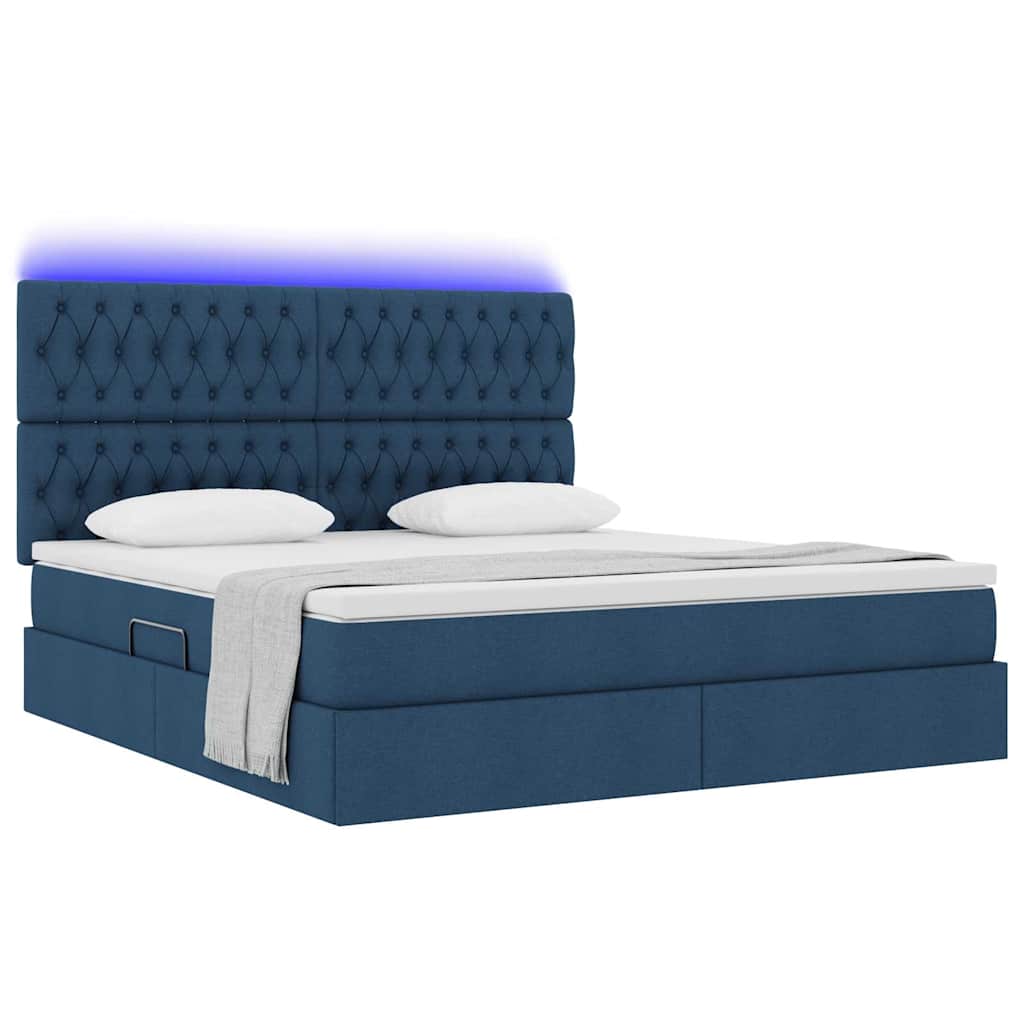 Krevet s prostorom za pohranu s LED-om Plava 180 x 200 cm
