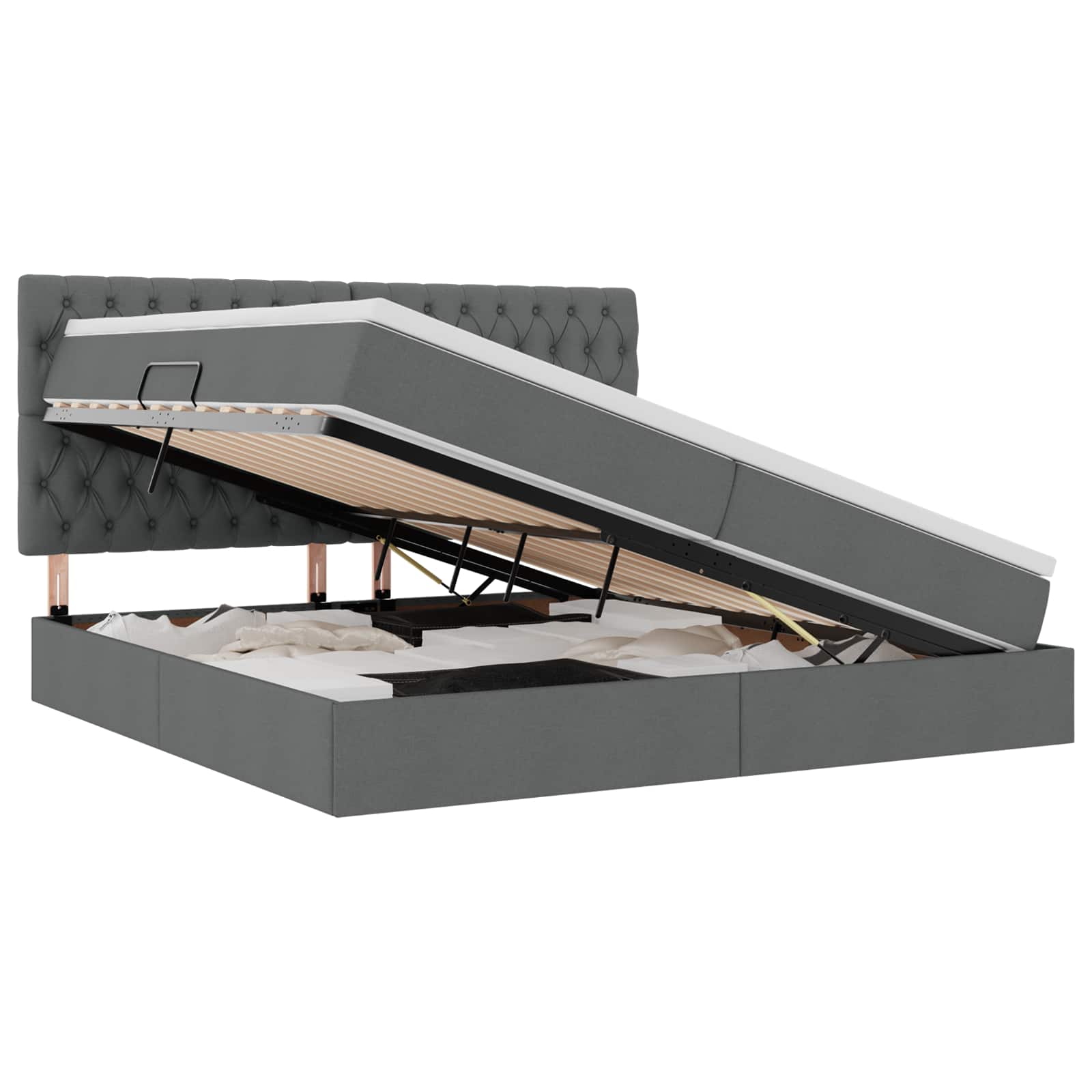 Krevet s prostorom za pohranu s LED-om Tamno siva 200 x 200 cm