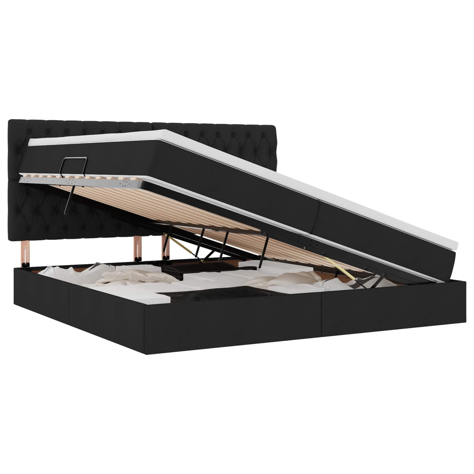 Krevet s prostorom za pohranu s LED-om Crna 200 x 200 cm