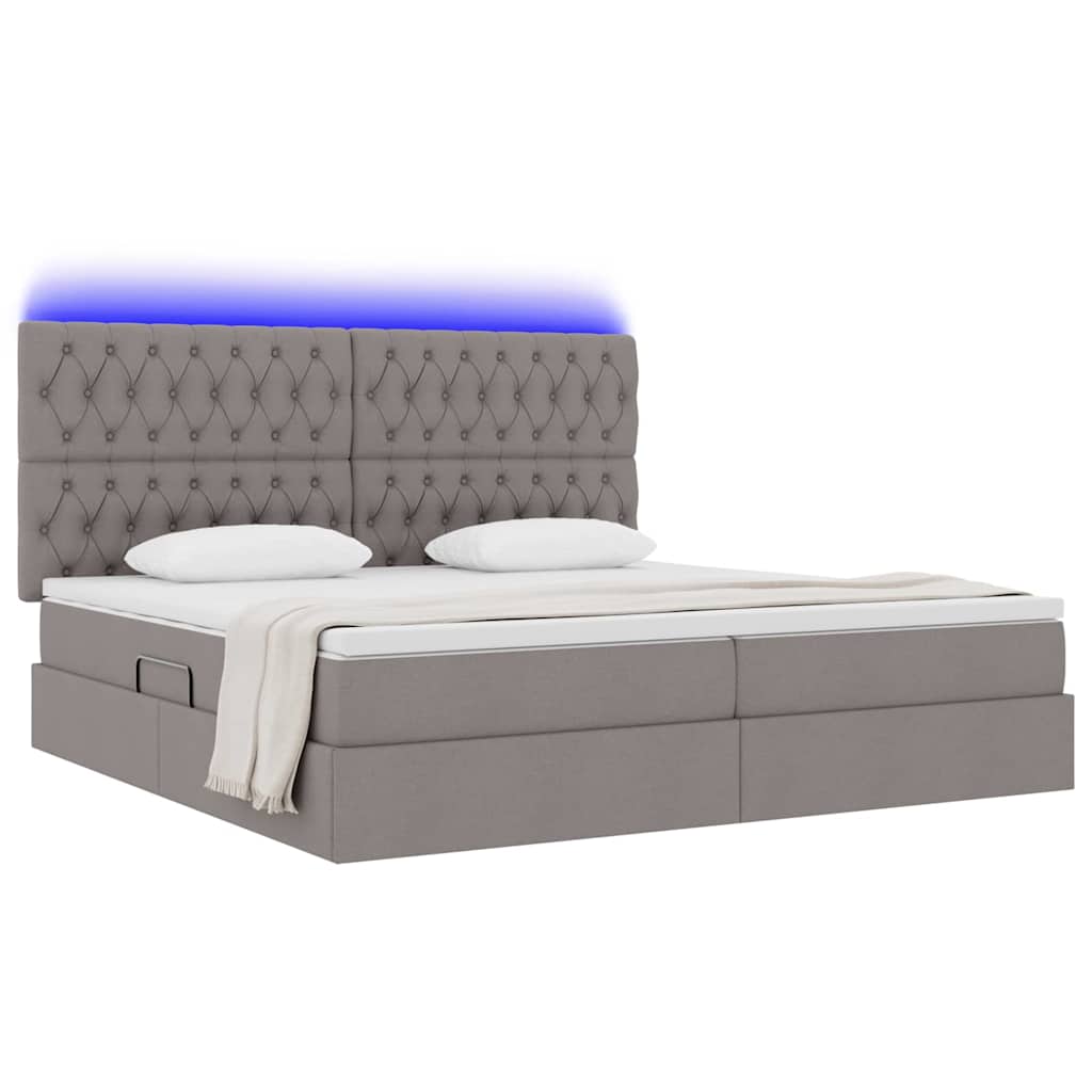 Krevet s prostorom za pohranu s LED-om Sivo-smeđa 200 x 200 cm