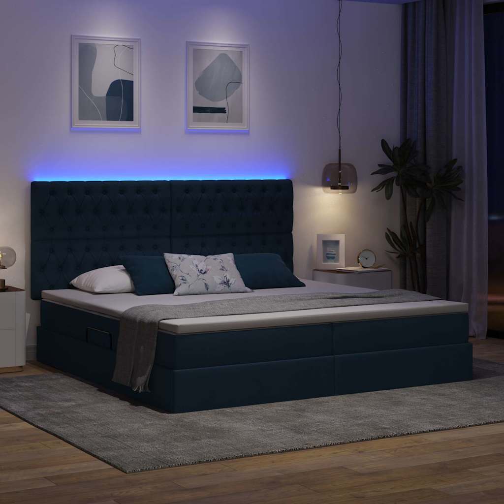 Krevet s prostorom za pohranu s LED-om Plava 200 x 200 cm