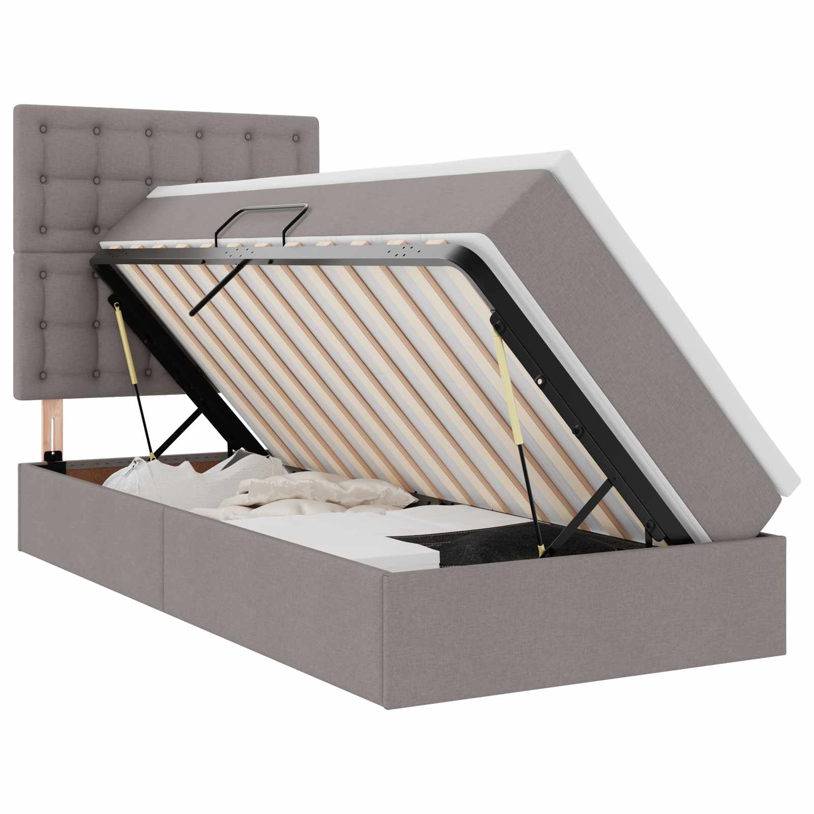 Krevet s prostorom za pohranu s LED-om Sivo-smeđa 90 x 190 cm