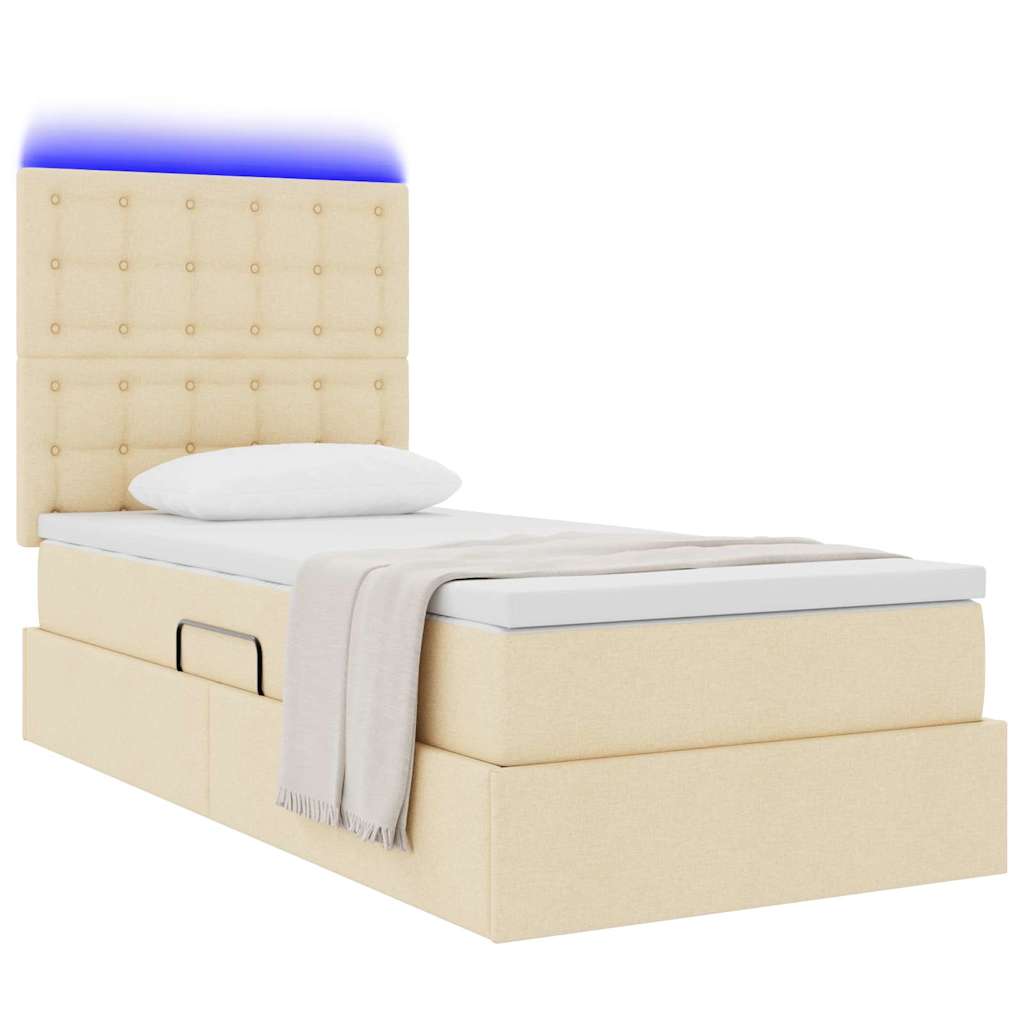 Krevet s prostorom za pohranu s LED-om Krema 90 x 190 cm
