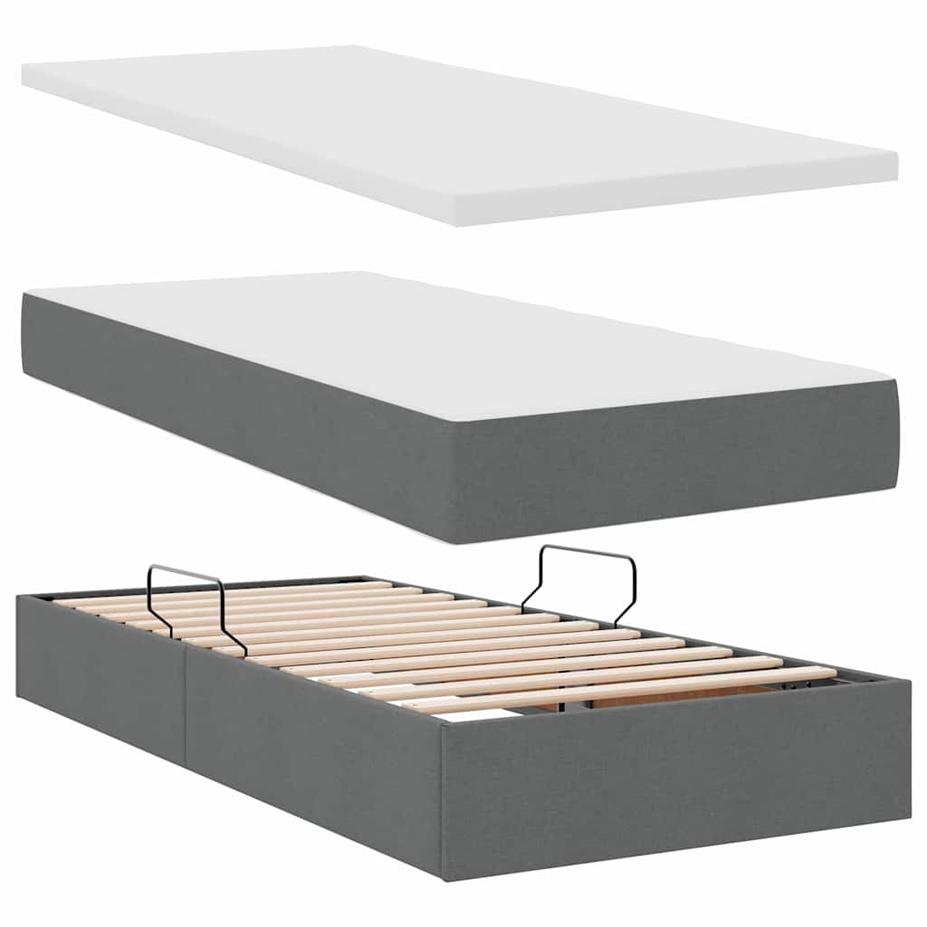 Krevet s prostorom za pohranu s LED-om Tamno siva 100 x 200 cm