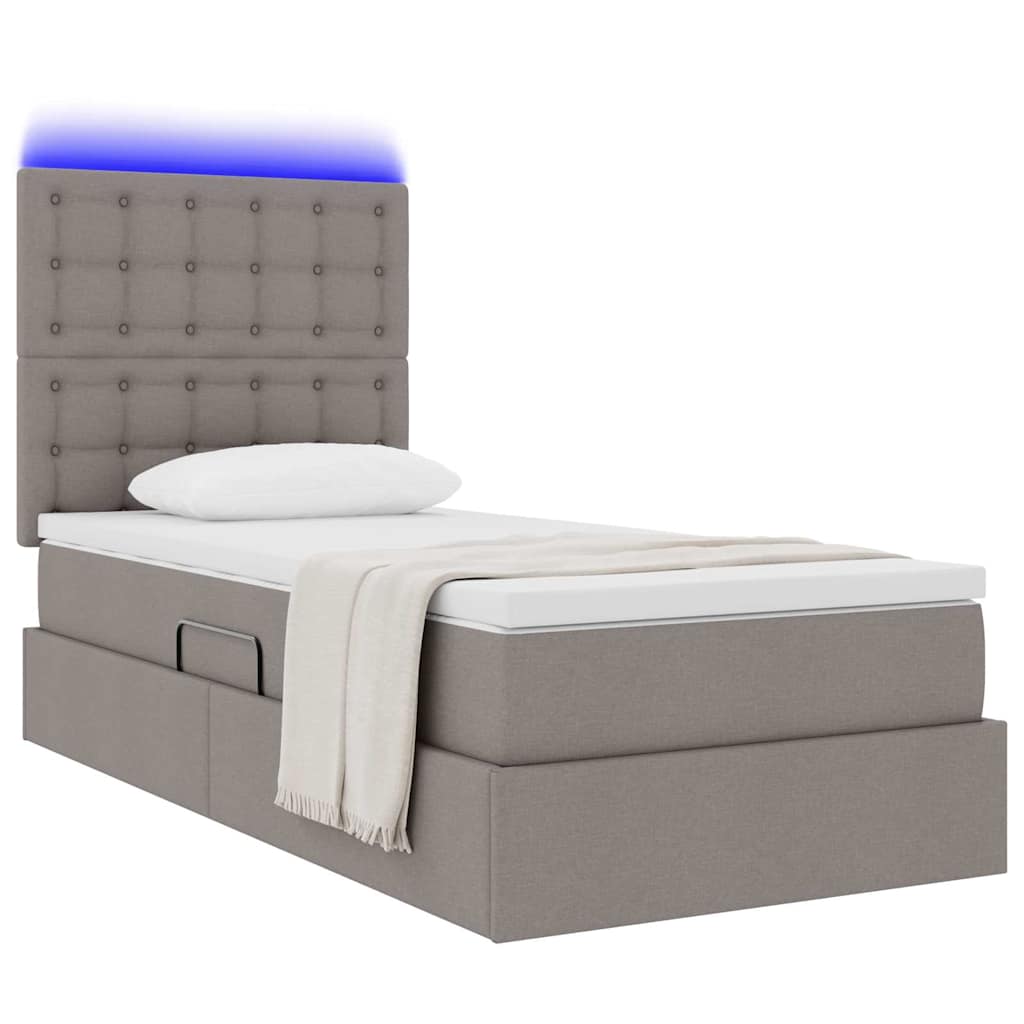 Krevet s prostorom za pohranu s LED-om Sivo-smeđa 100 x 200 cm