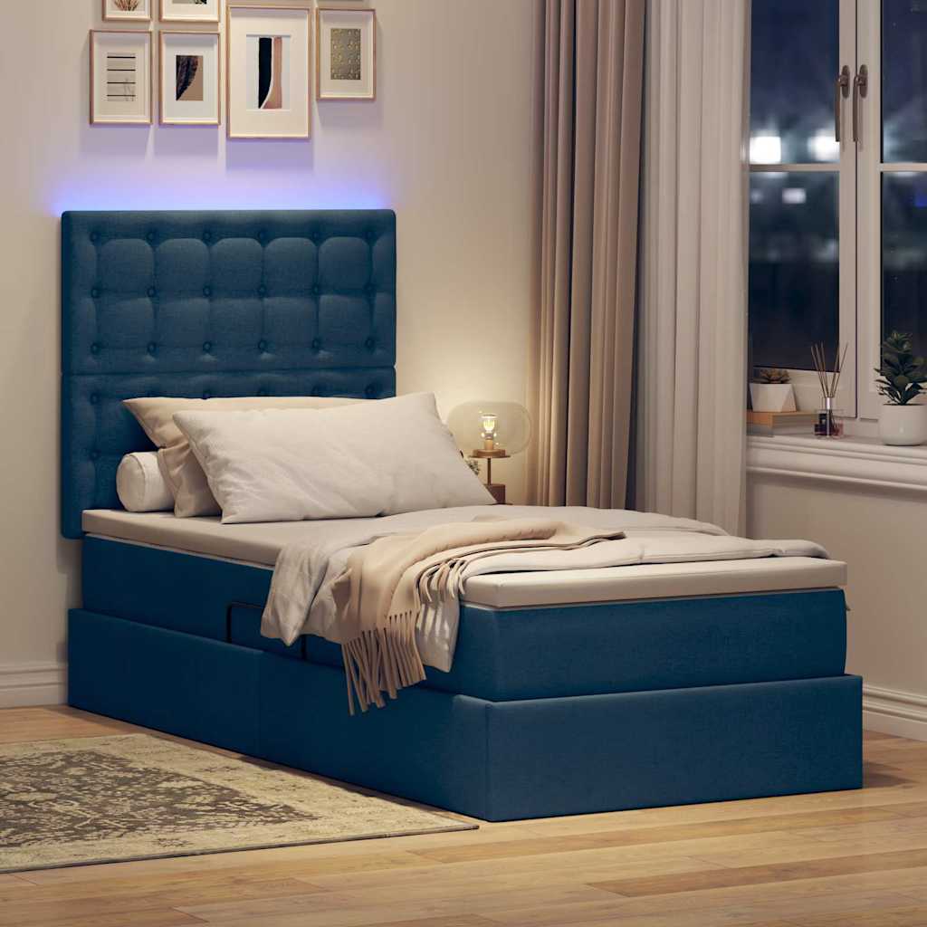 Krevet s prostorom za pohranu s LED-om Plava 100 x 200 cm
