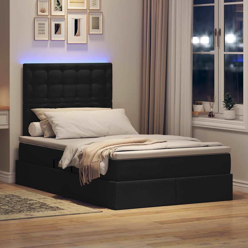 Krevet s prostorom za pohranu s LED-om Crna 120 x 190 cm