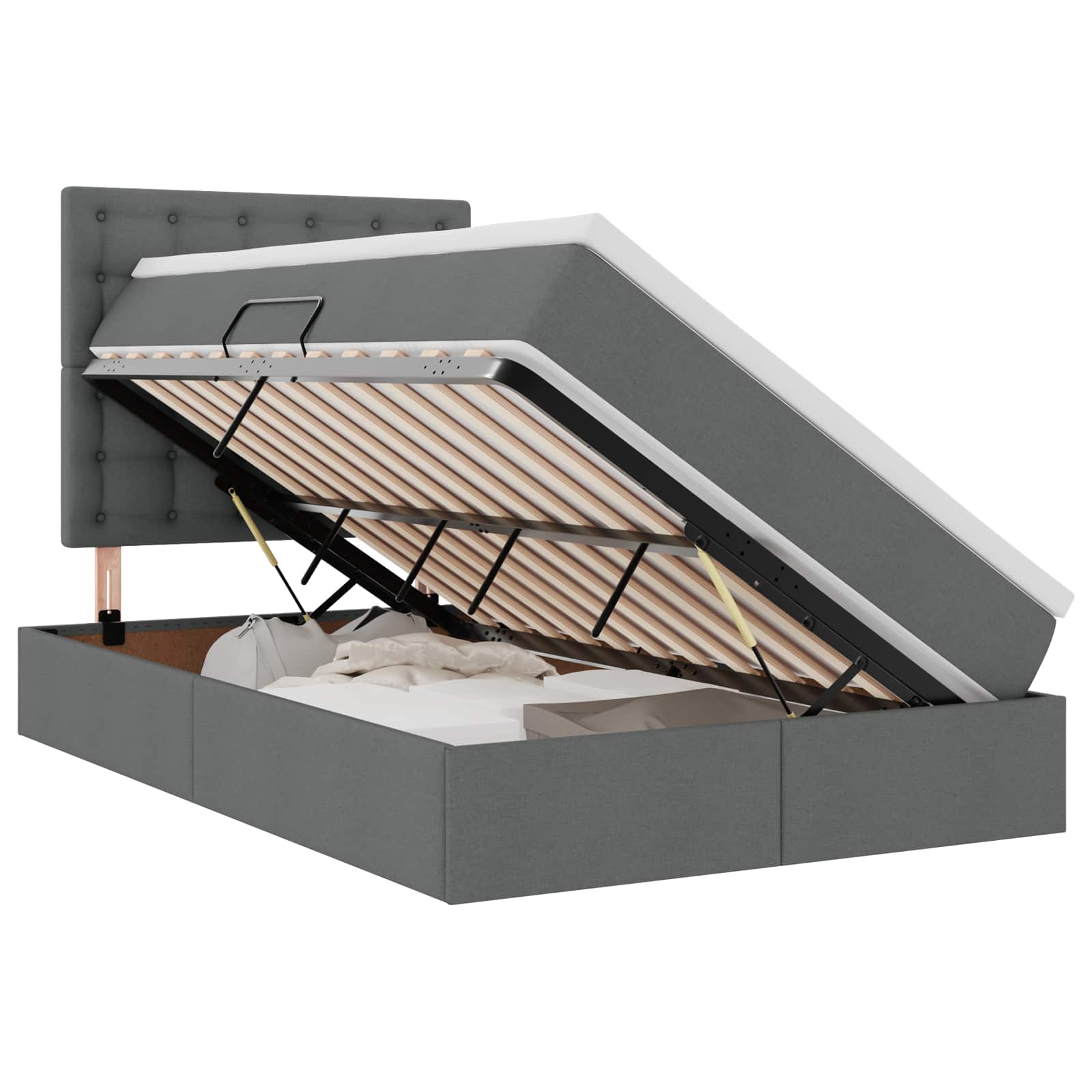 Krevet s prostorom za pohranu s LED-om Tamno siva 120 x 200 cm