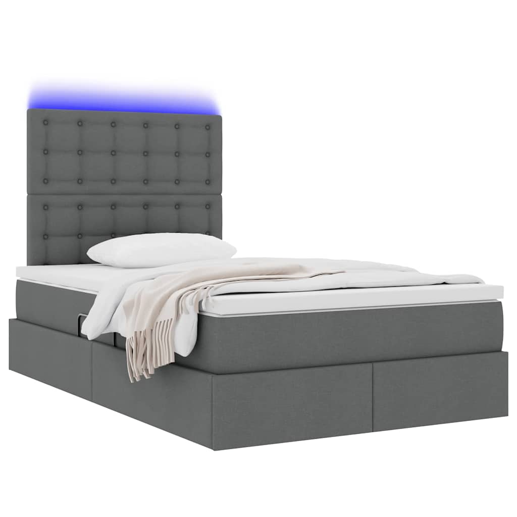 Krevet s prostorom za pohranu s LED-om Tamno siva 120 x 200 cm