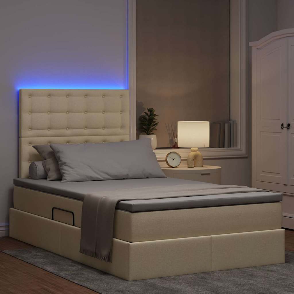 Krevet s prostorom za pohranu s LED-om Krema 120 x 200 cm