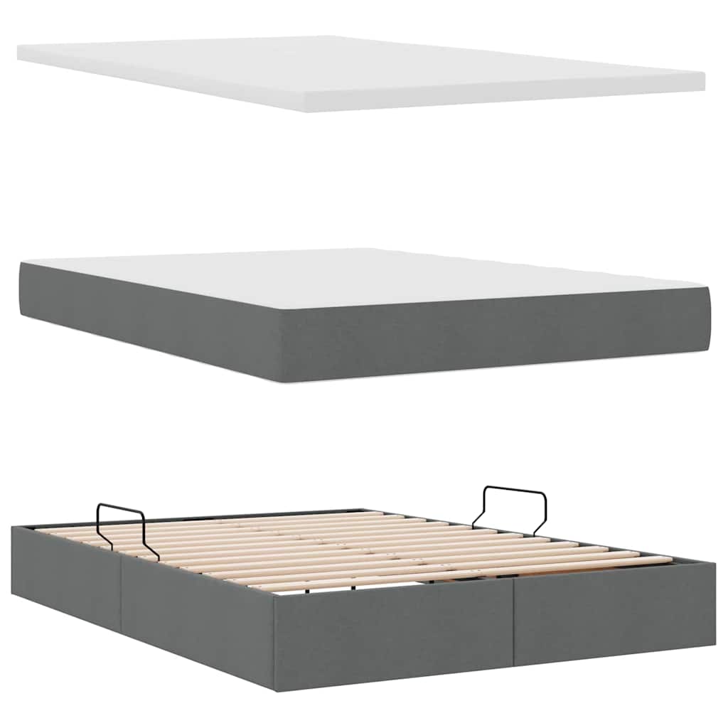 Krevet s prostorom za pohranu s LED-om Tamno siva 140 x 200 cm