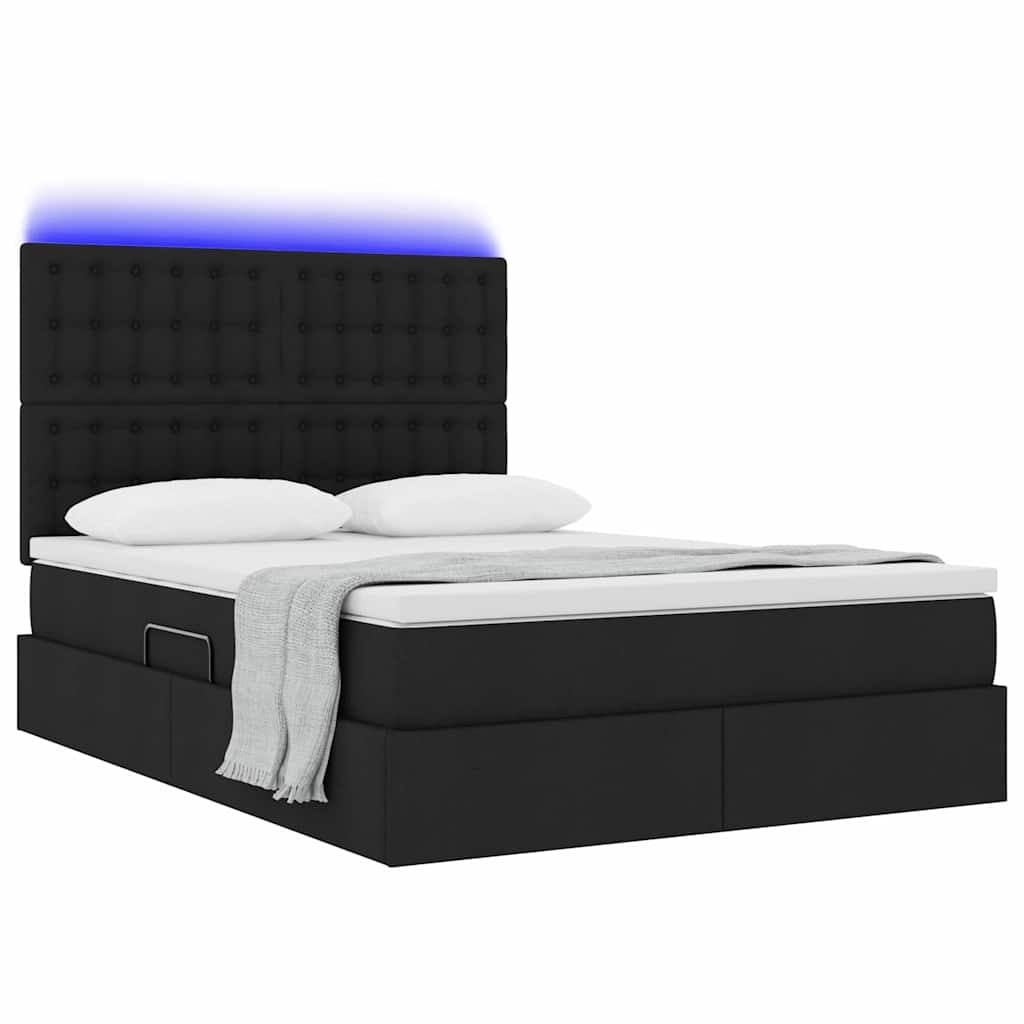 Krevet s prostorom za pohranu s LED-om Crna 140 x 200 cm