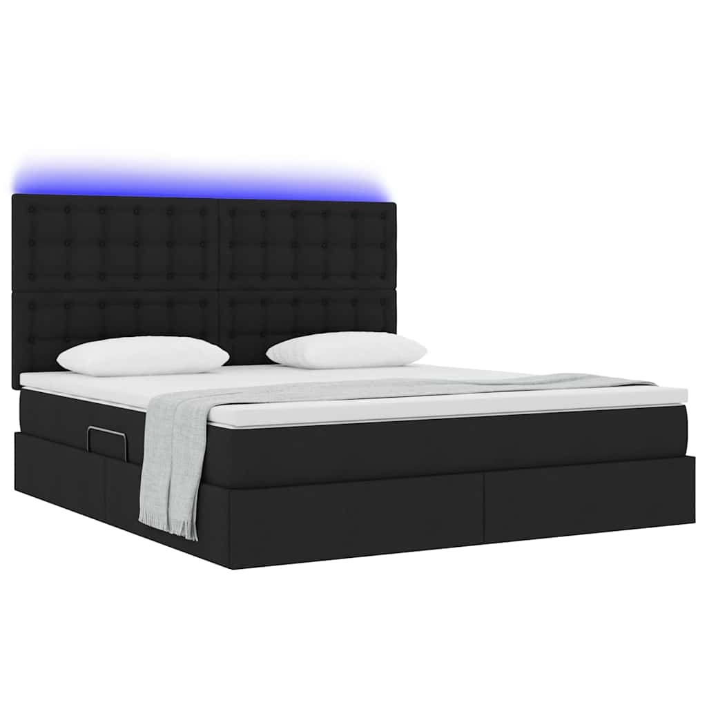 Krevet s prostorom za pohranu s LED-om Crna 160 x 200 cm