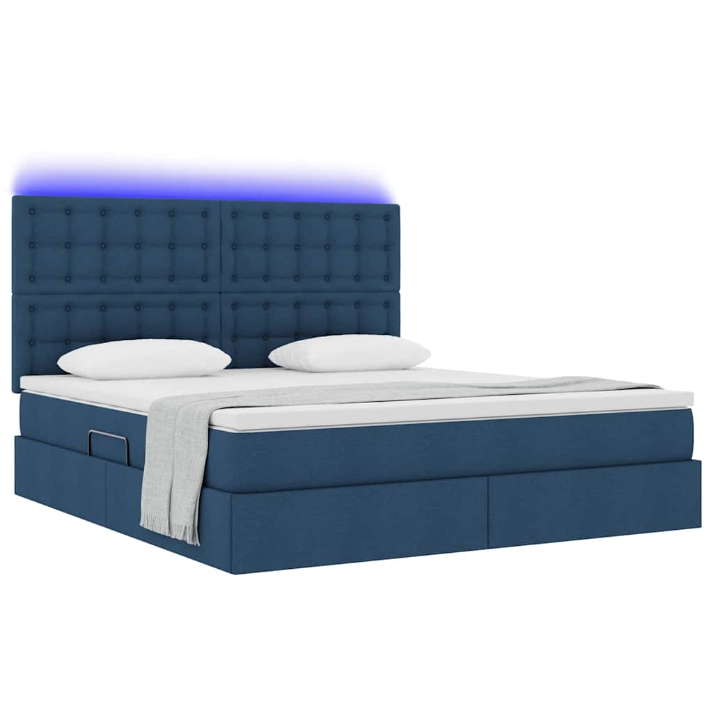 Krevet s prostorom za pohranu s LED-om Plava 160 x 200 cm