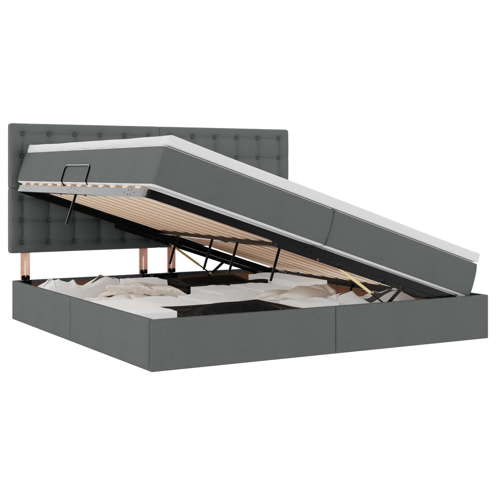 Krevet s prostorom za pohranu s LED-om Tamno siva 200 x 200 cm