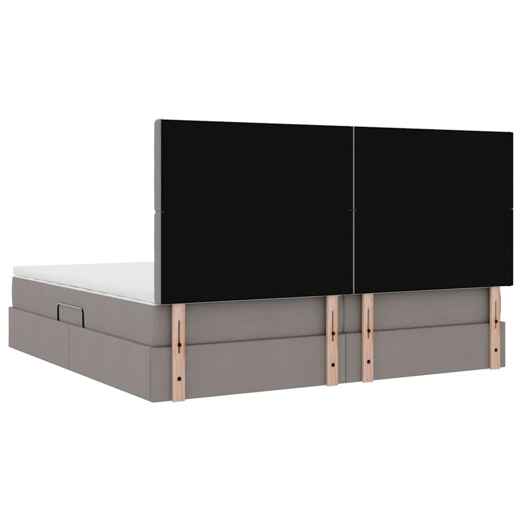 LED krevet za pohranu s madracem Sivosmeđa 200 x 200 cm Tkanina