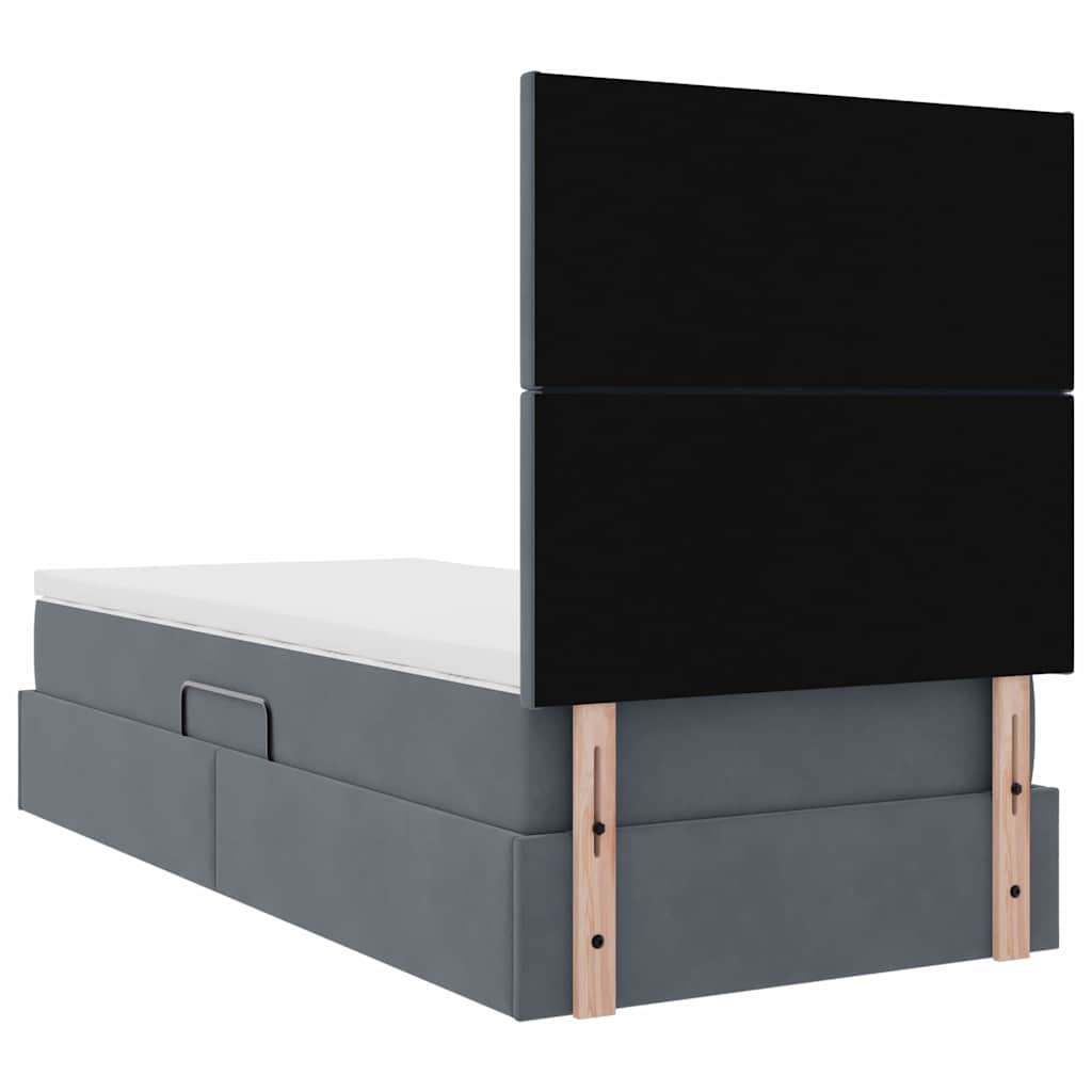 Krevet s prostorom za pohranu s LED-om Tamno siva 90 x 190 cm