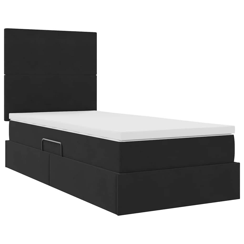 Krevet s prostorom za pohranu s LED-om Crna 100 x 200 cm Baršun