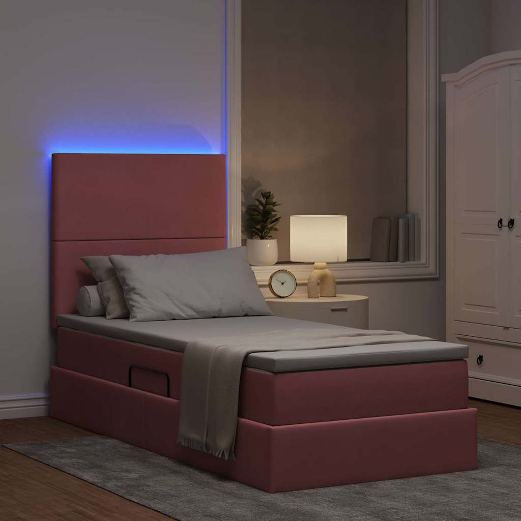 Krevet s prostorom za pohranu s LED-om Ružičasta 100 x 200 cm