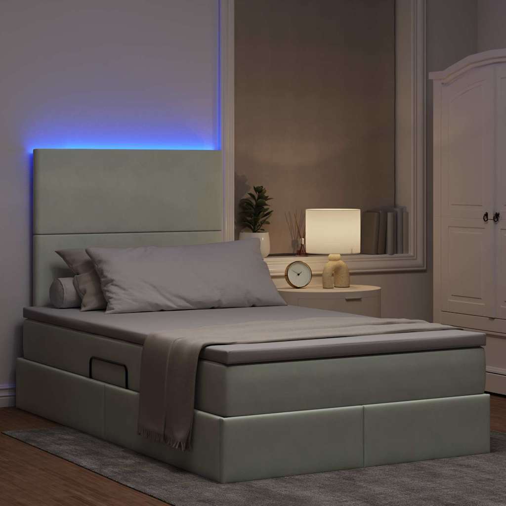 LED krevet za pohranu s madracem Svjetlosiva 120 x 190 cm