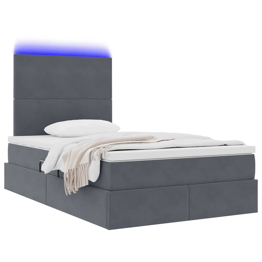 Krevet s prostorom za pohranu s LED-om Tamno siva 120 x 190 cm