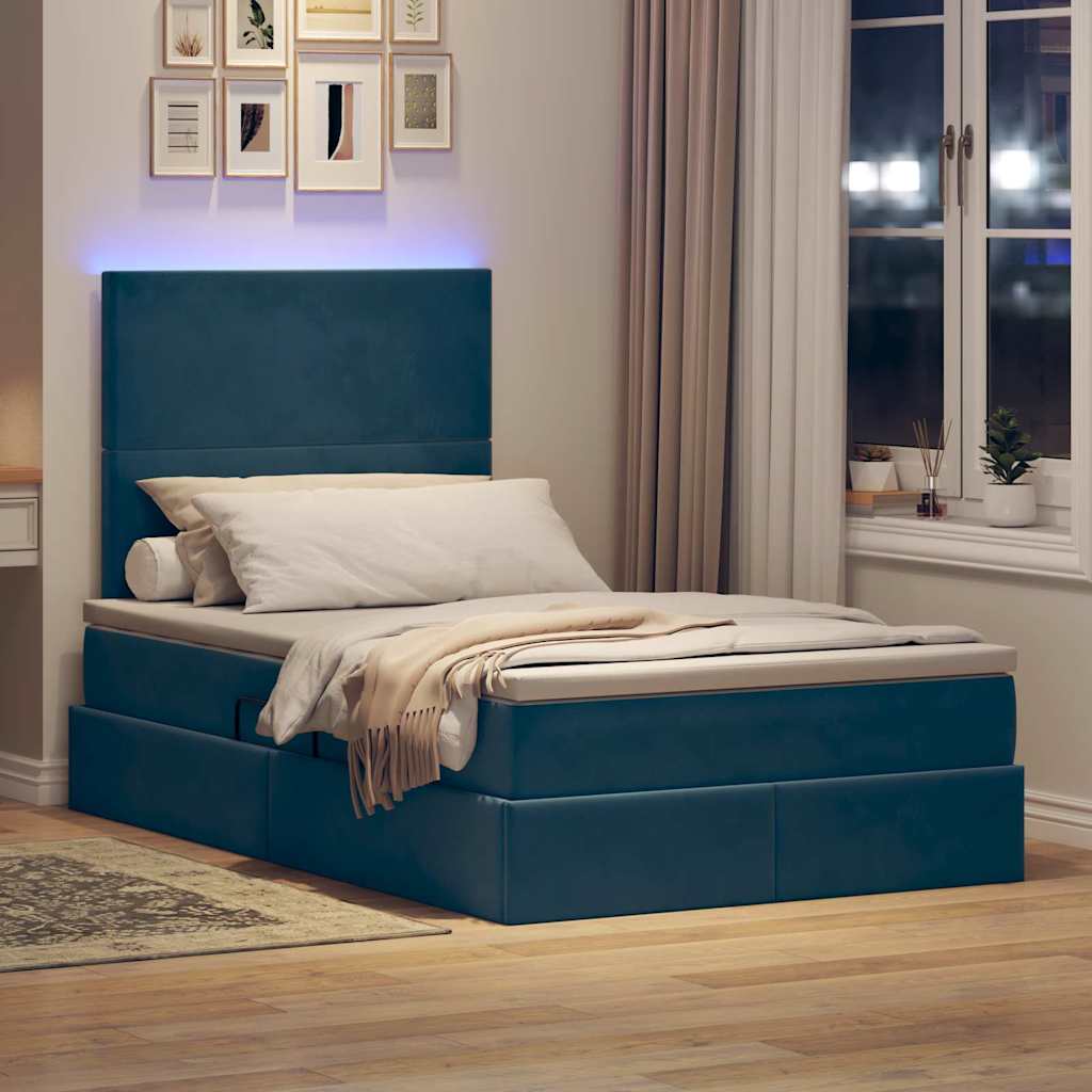 Krevet s prostorom za pohranu s LED-om Plava 120 x 190 cm