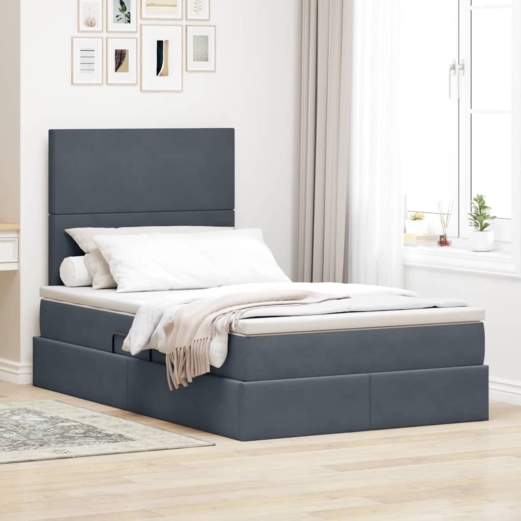 Krevet s prostorom za pohranu s LED-om Tamno siva 120 x 200 cm