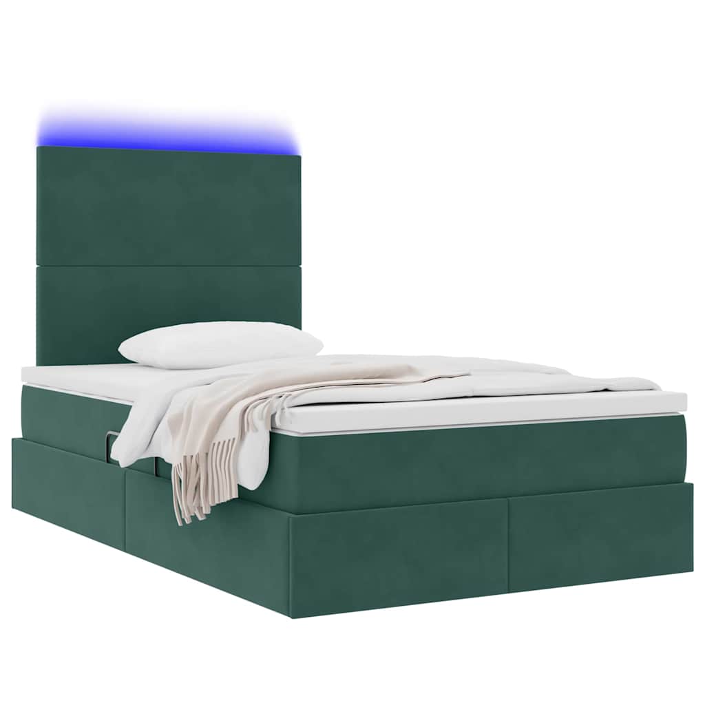 Krevet s prostorom za pohranu s LED-om Tamnozelena 120 x 200 cm