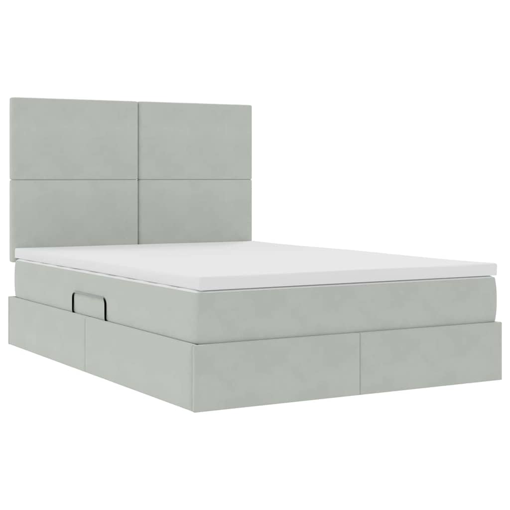 LED krevet za pohranu s madracem Svjetlosiva 140 x 190 cm