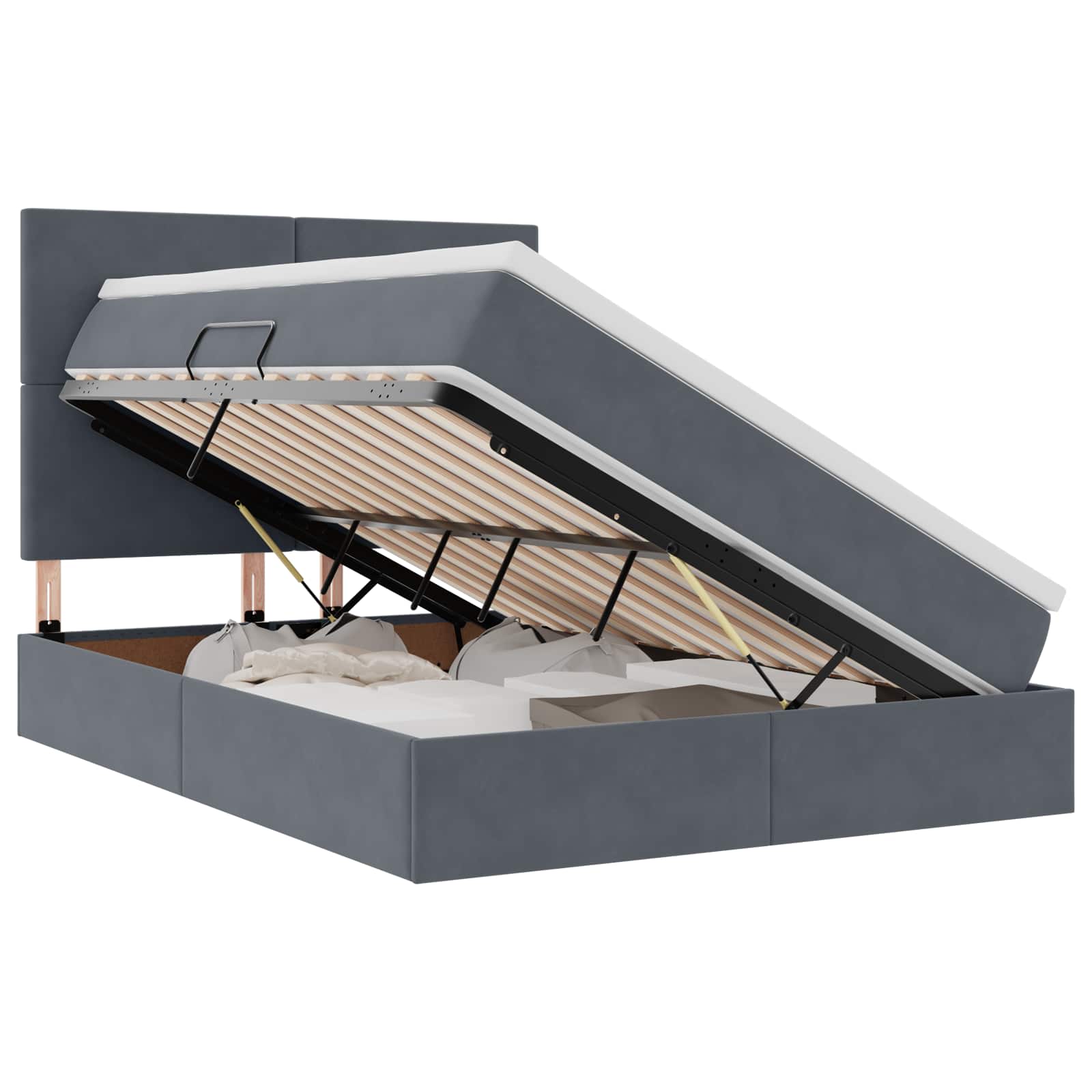 Krevet s prostorom za pohranu s LED-om Tamno siva 140 x 190 cm