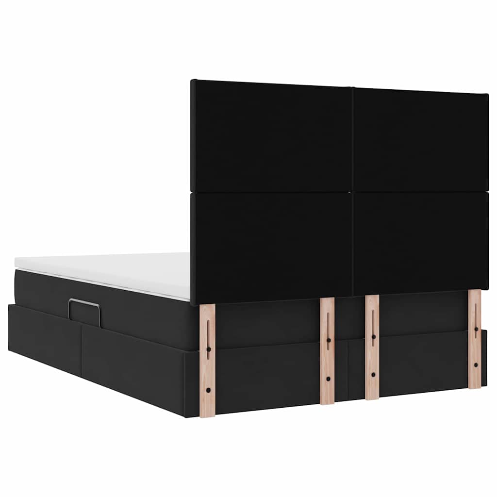 Krevet s prostorom za pohranu s LED-om Crna 140 x 190 cm Baršun