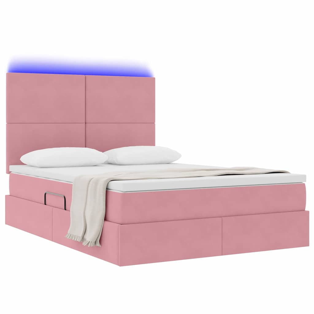 Krevet s prostorom za pohranu s LED-om Ružičasta 140 x 190 cm