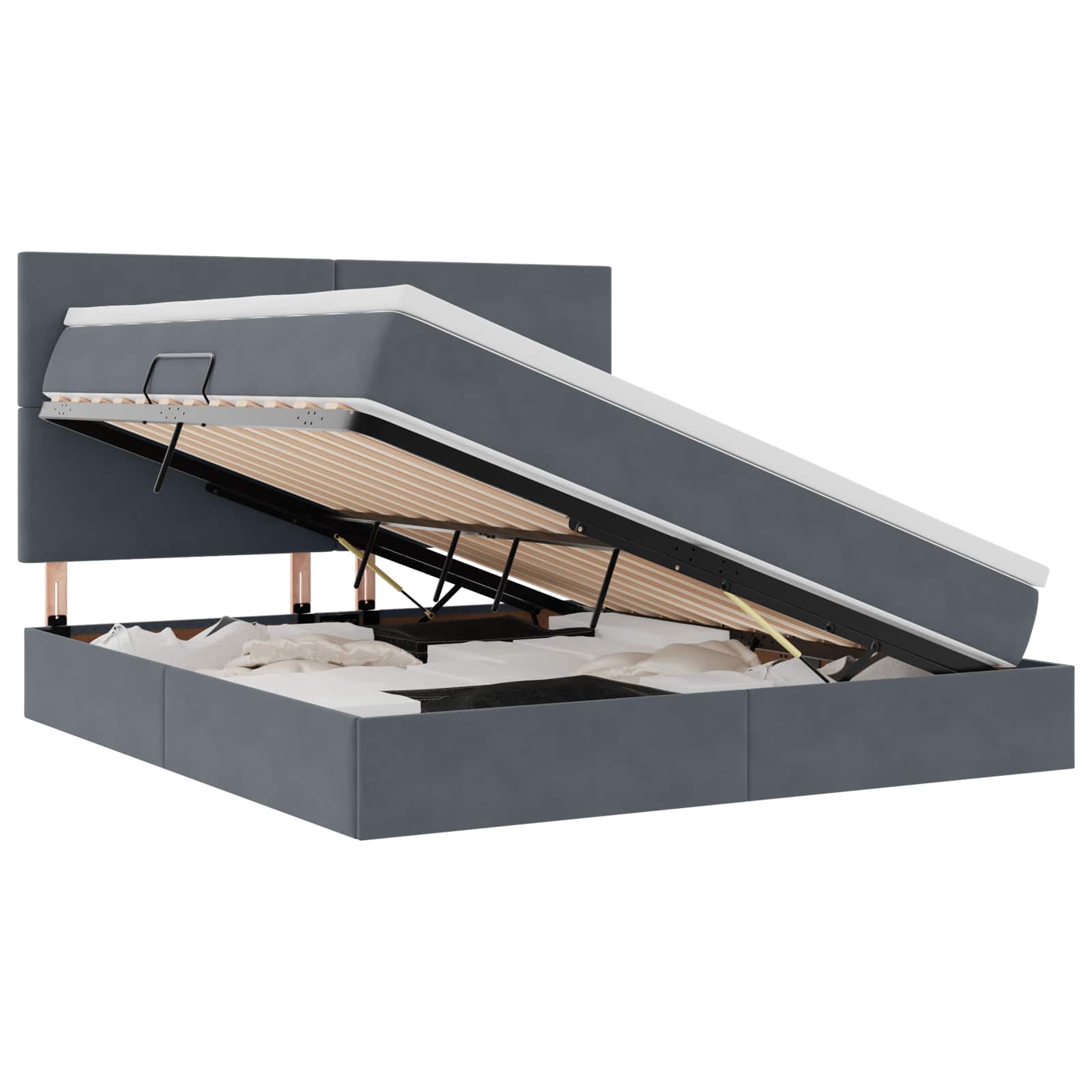Krevet s prostorom za pohranu s LED-om Tamno siva 160 x 200 cm