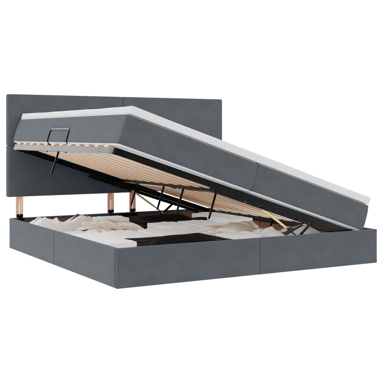 Krevet s prostorom za pohranu s LED-om Tamno siva 200 x 200 cm
