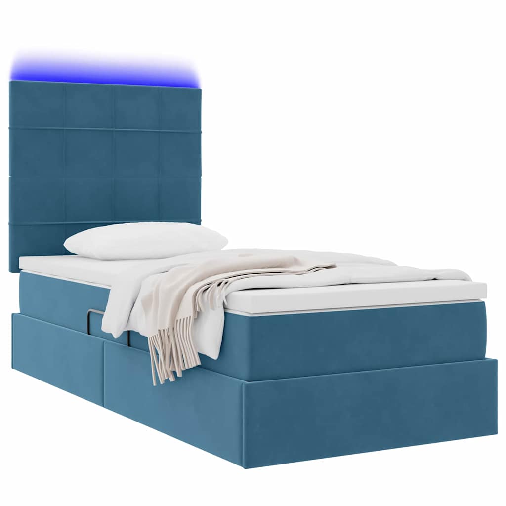 Krevet s prostorom za pohranu s LED-om Tamno plava 90 x 190 cm