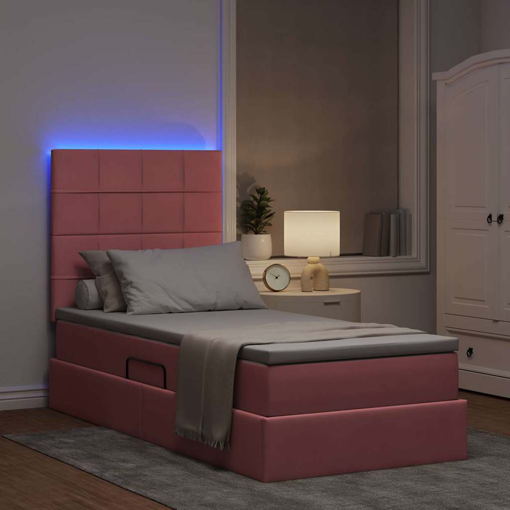 Krevet s prostorom za pohranu s LED-om Ružičasta 90 x 200 cm