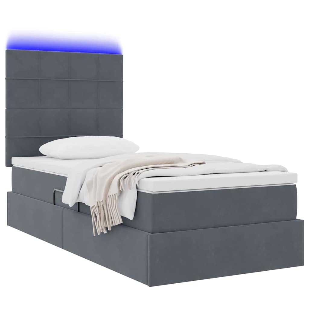 Krevet s prostorom za pohranu s LED-om Tamno siva 100 x 200 cm
