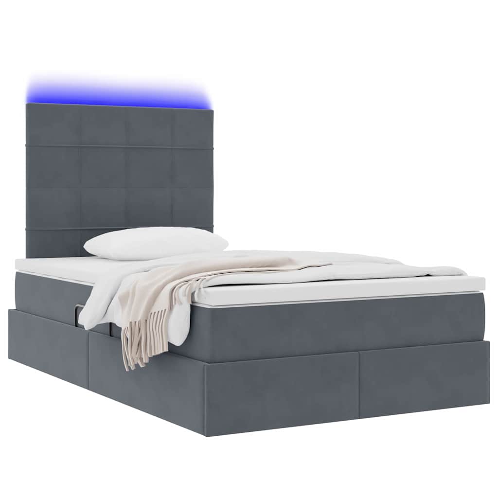 Krevet s prostorom za pohranu s LED-om Tamno siva 120 x 190 cm
